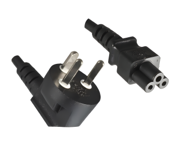 Netkabel Danmark type K 90° til C5, 0,75mm², godkendelser: VDE/DEMKO, sort, længde 1,80 m